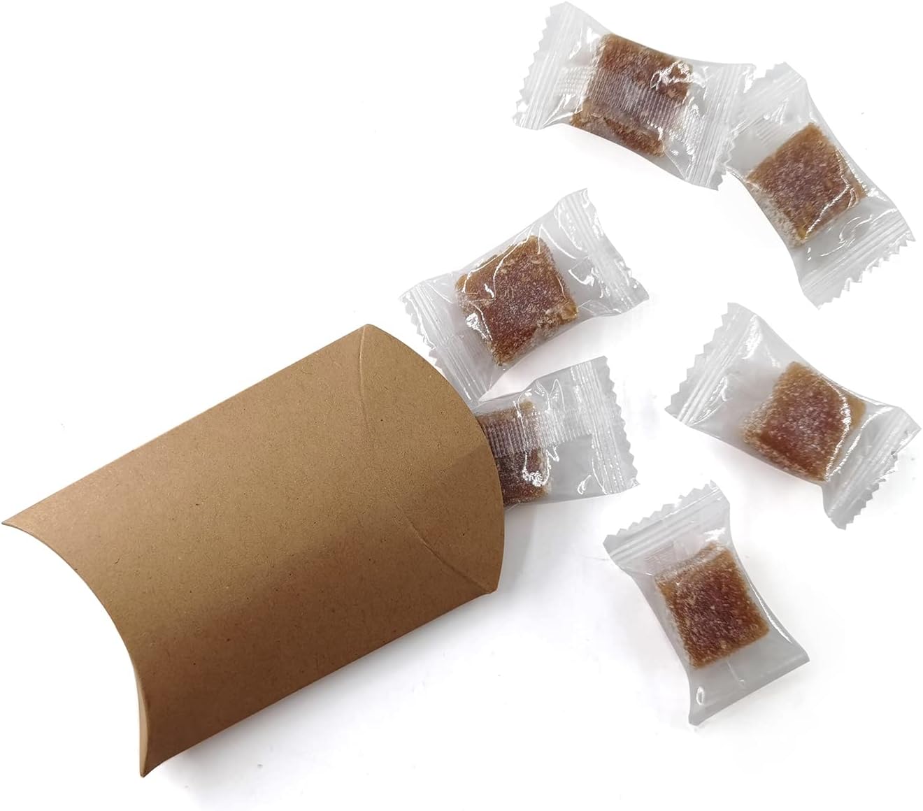 Kraft Paper Pillow Candy Box 60 Pcs with Jute Rope