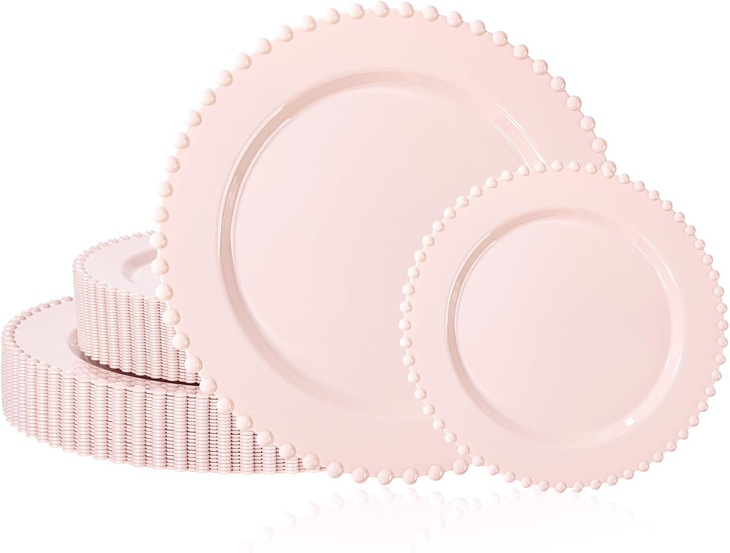 U-QE 60PCS Pink Plastic Plates for Parties and Events