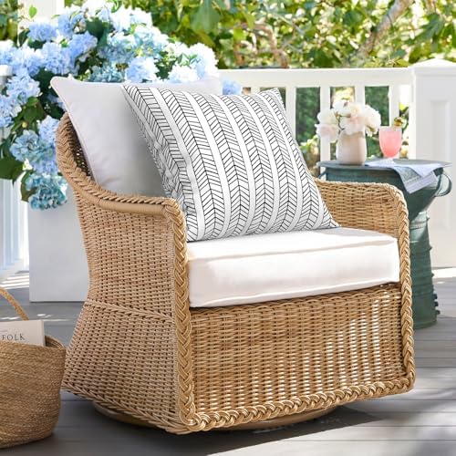Pack of 2 Durable Herringbone Outdoor Pillow