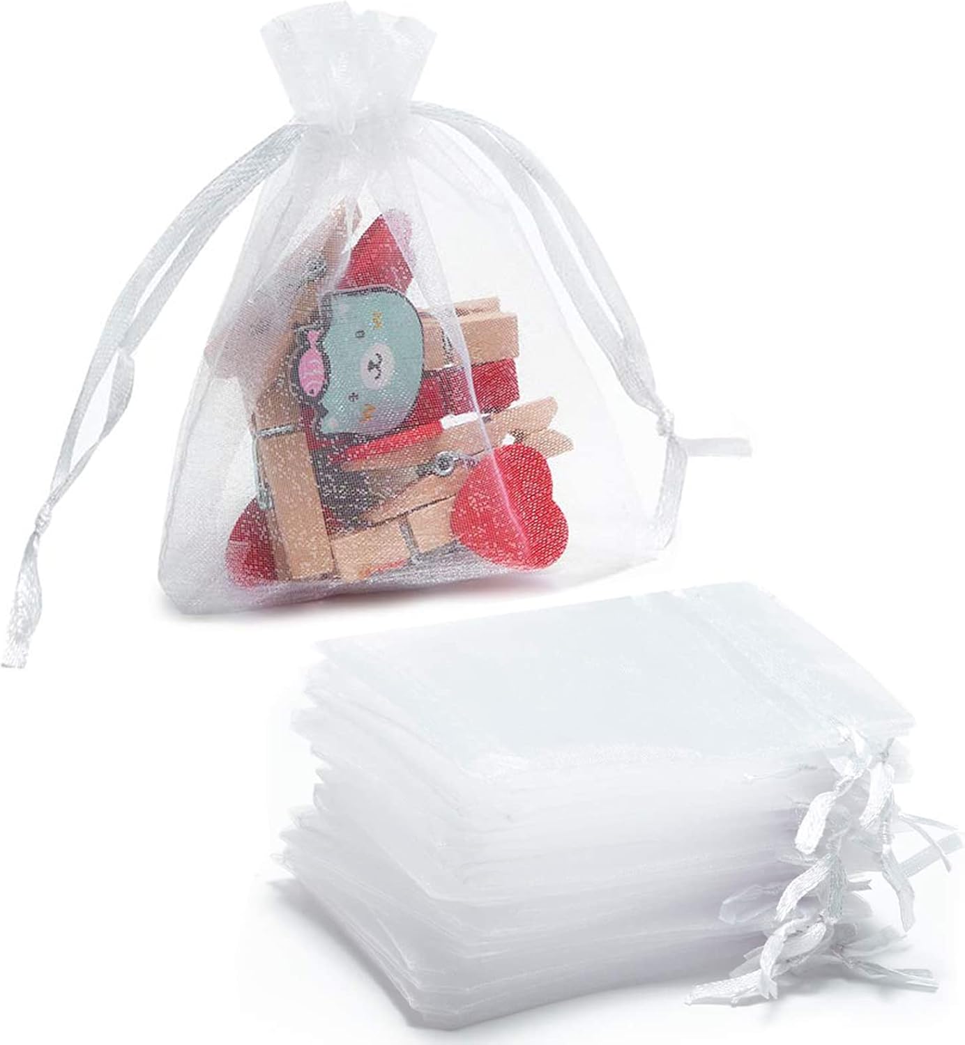 Tendwarm 100 Pcs 3x4 Inch Sheer Organza Gift Bags with Drawstring