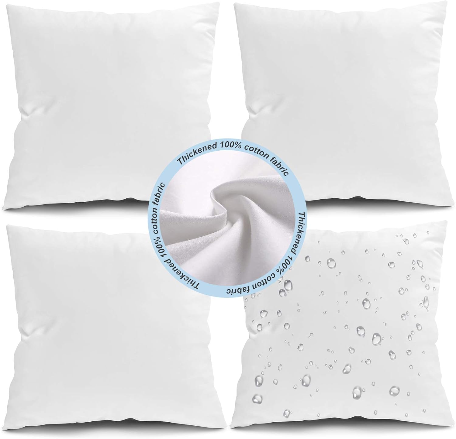 Fixwal 4 Pack 16x16 Waterproof Pillow Inserts