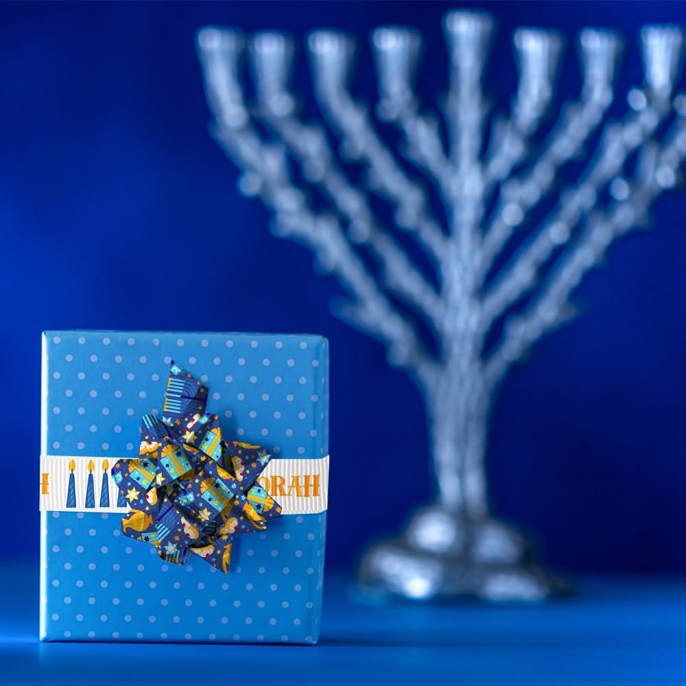 ALIBBON Hanukkah Grosgrain Ribbons 6 Rolls 30 Yards