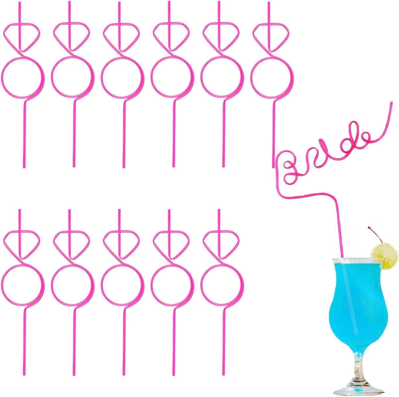 12Pcs Reusable Diamond Shape Straw Set Wedding Decor