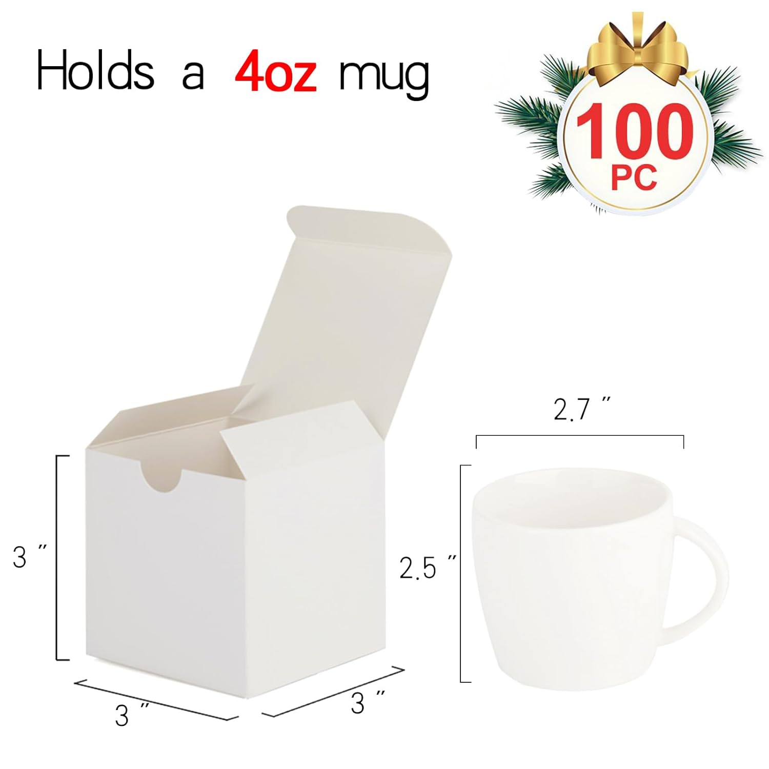 Mesha 3x3x3 Inch 100pc Cardboard Gift Boxes with Lids