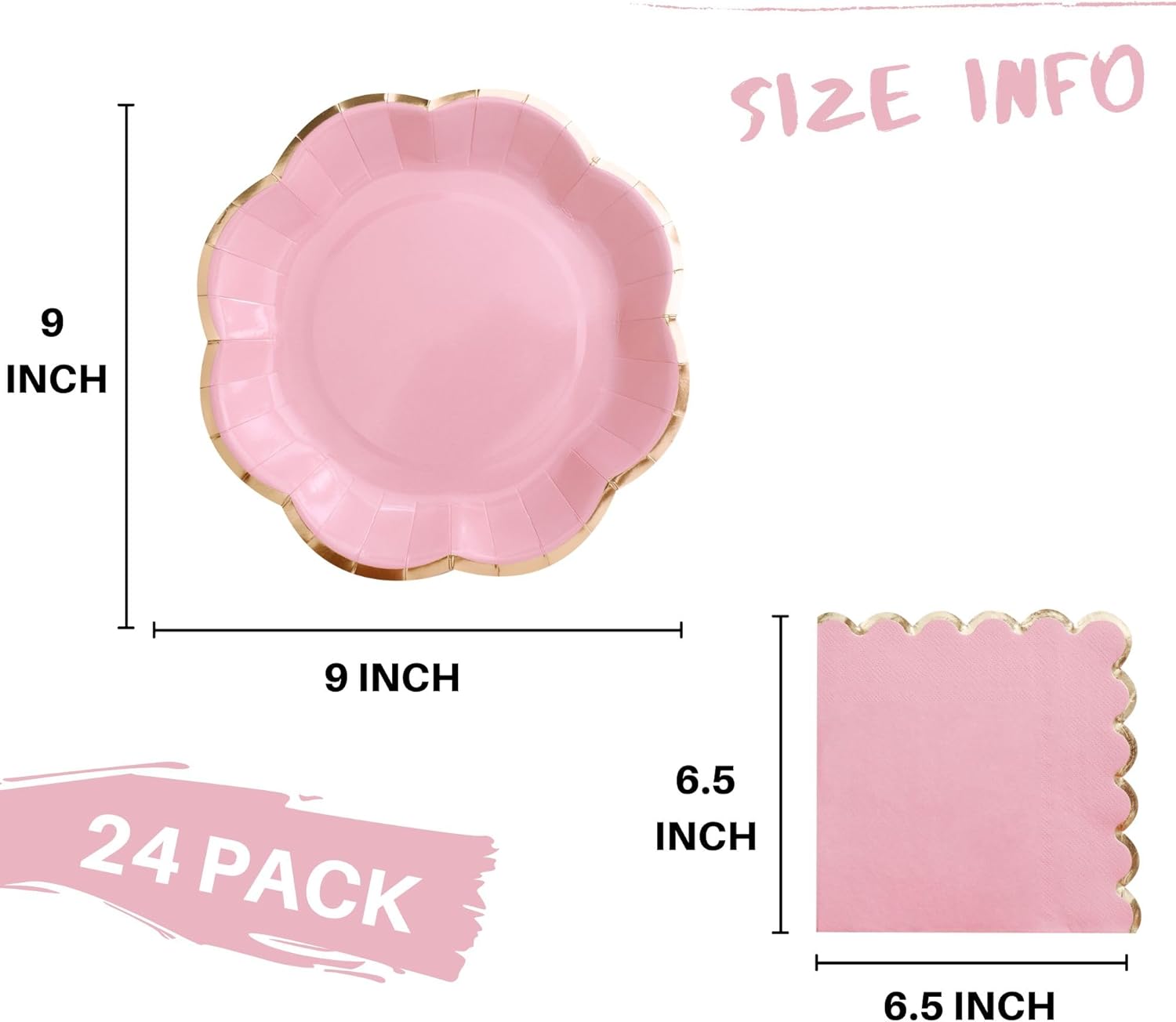 Winoo Design Pink Floral Plates and Napkins Set