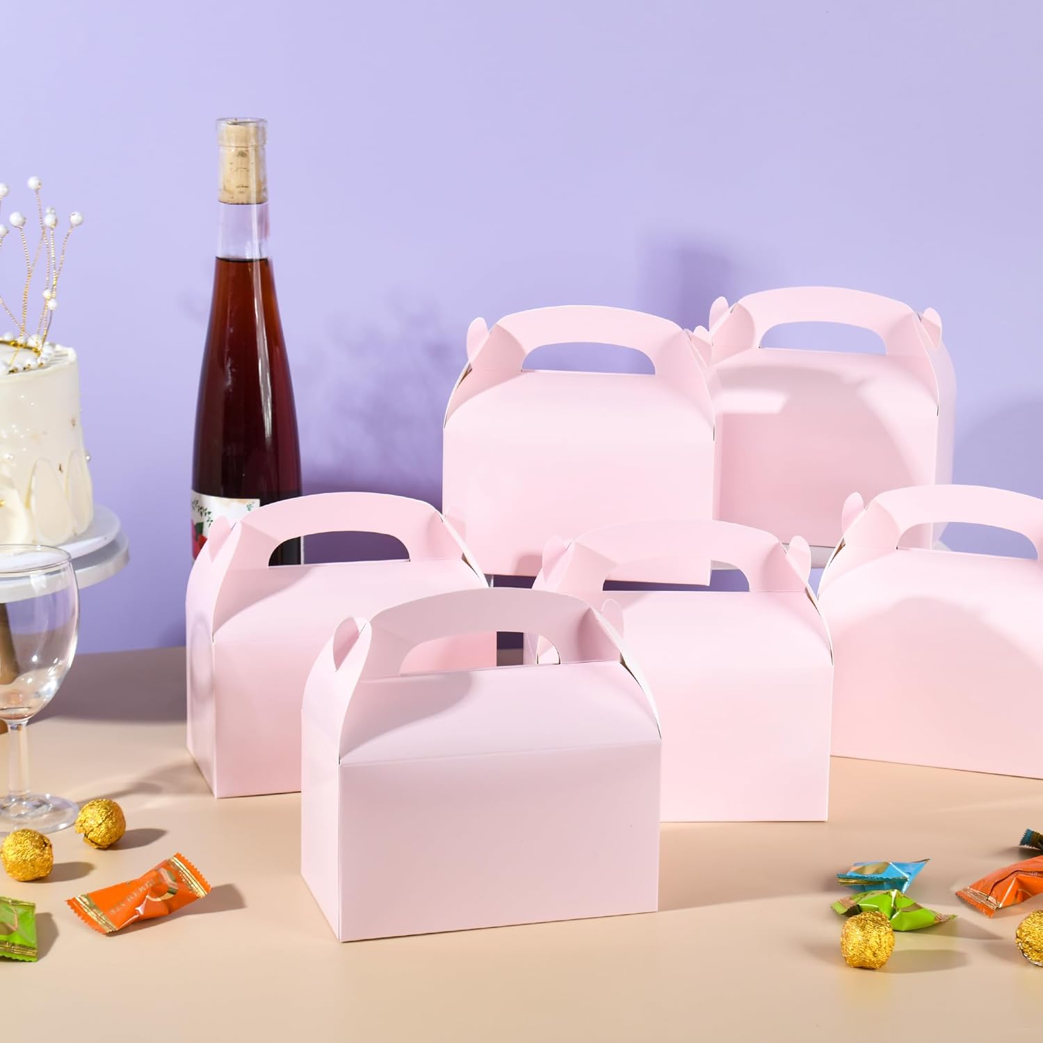 DjinnGlory 36 Pink Party Favor Boxes with Handle