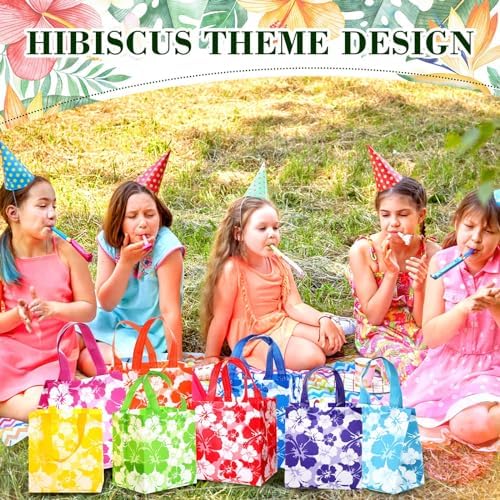 Teling 48 Pcs Hibiscus Gift Bags with Handles