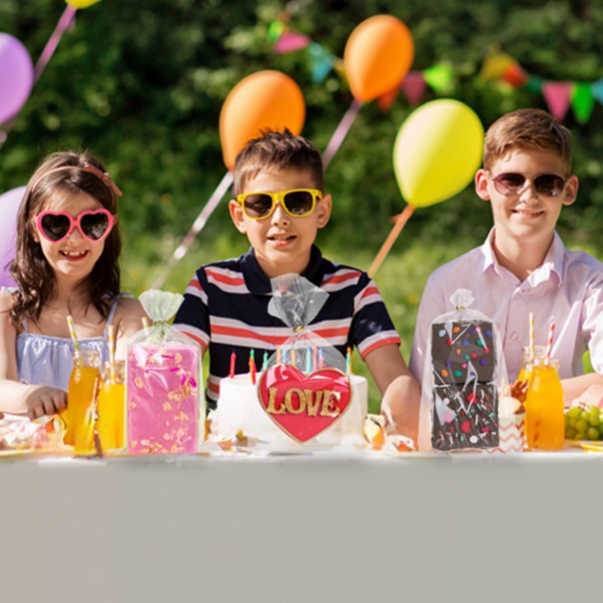 Clear Cellophane Bags with Gold Ties 200 Pack