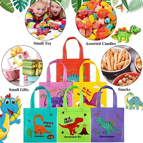 Tallew 24 Dinosaur Party Favor Bags with Handles Reusable