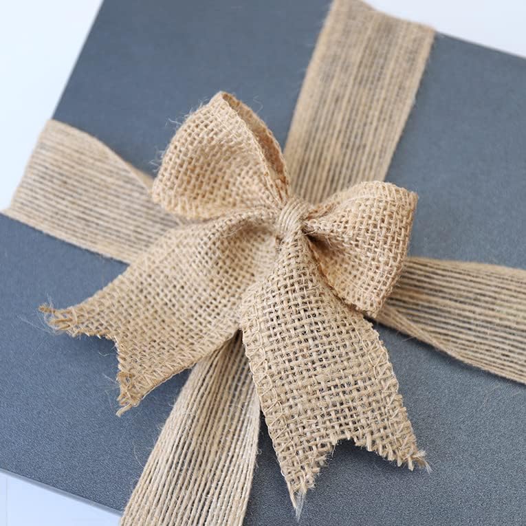 10 Pcs Natural Burlap Handmade Bowknot Decor