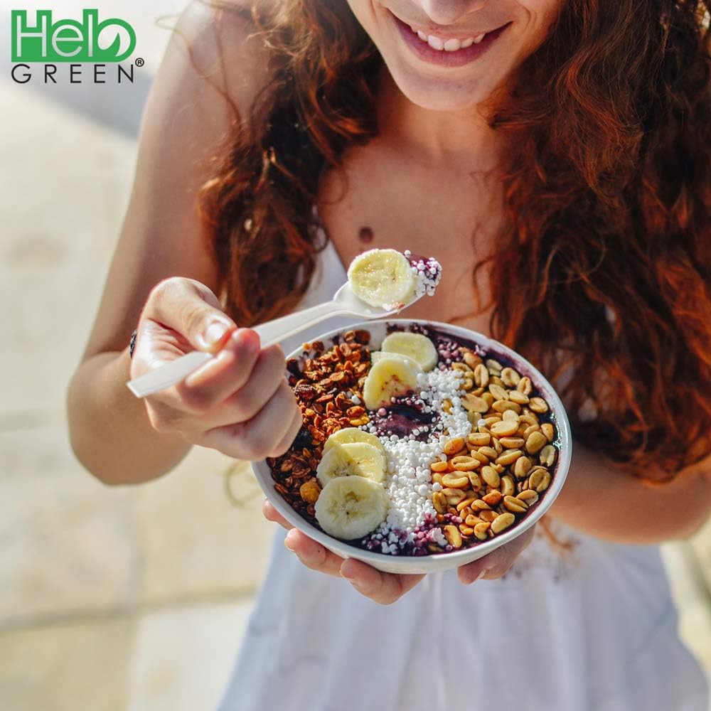 HeloGreen 50 Pack Eco-Friendly 7 Inch Tea Spoons