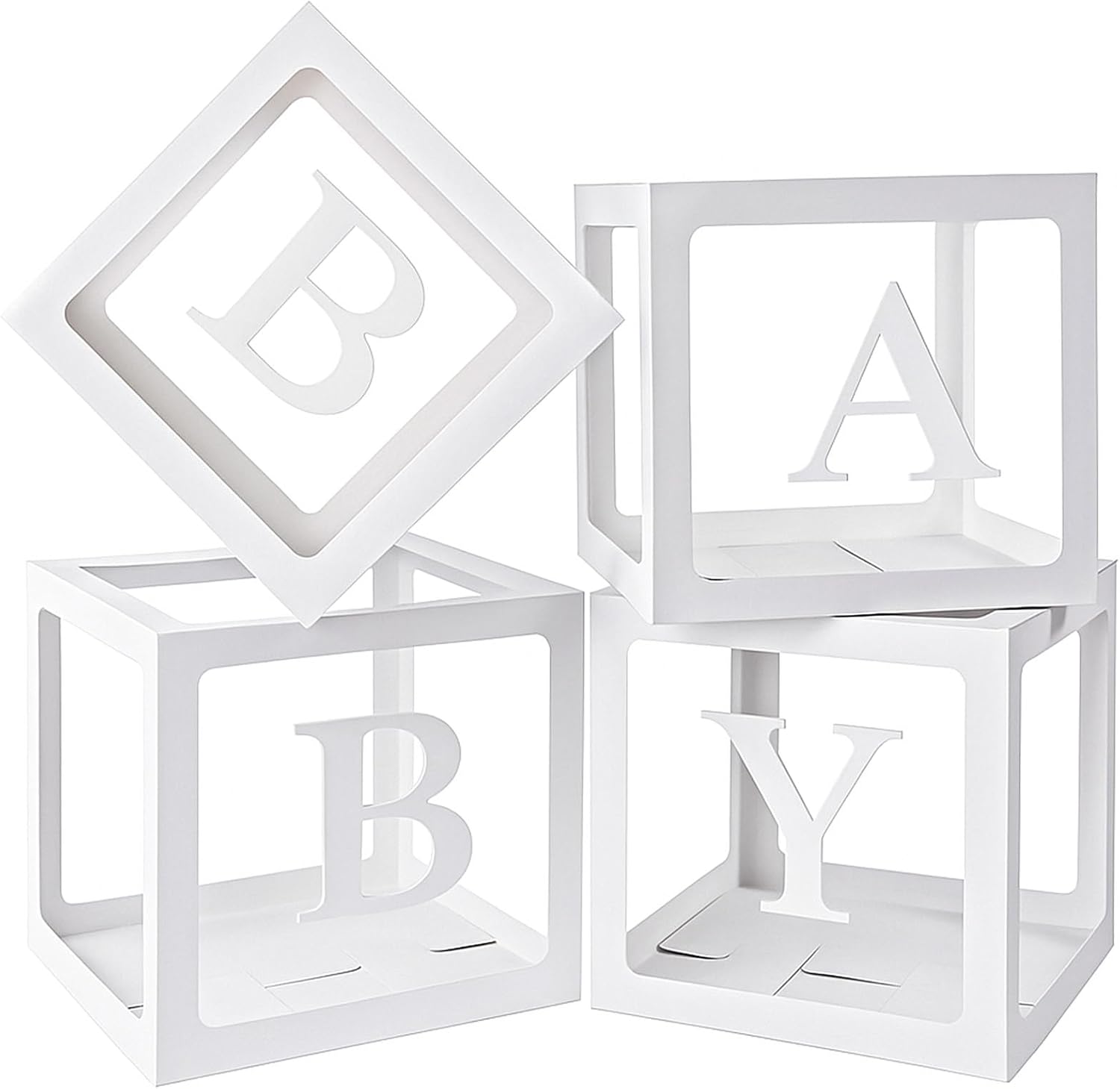 VGOODALL 4PCS Clear Balloon Boxes with Letters for Baby Showers