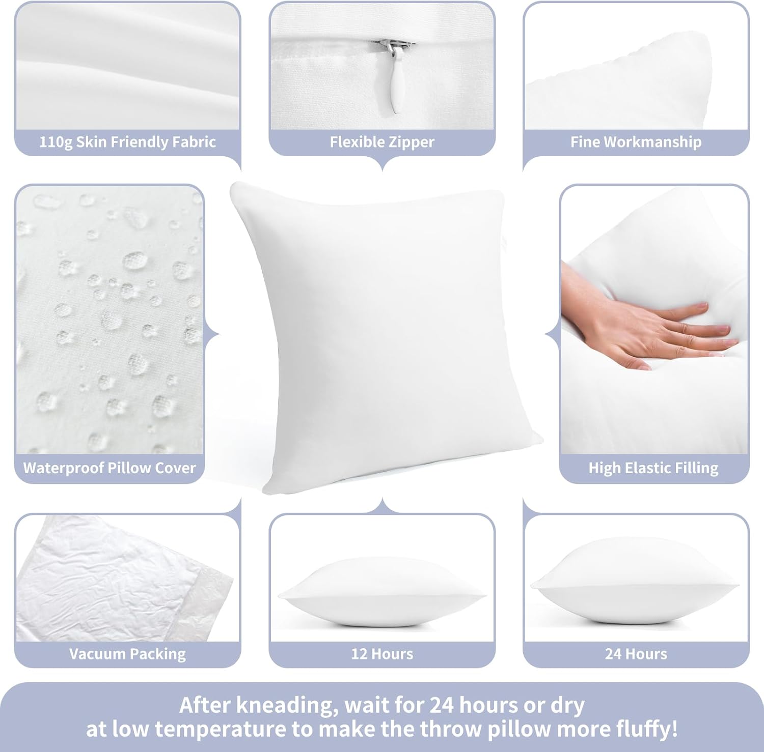 16 x 16 Outdoor Pillow Inserts Pack of 2 White