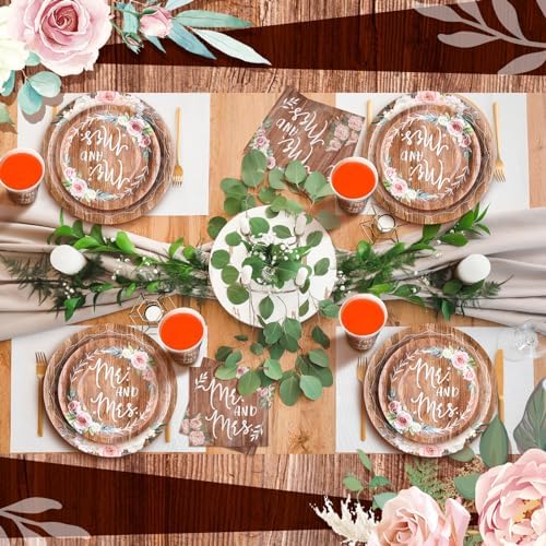 Zhehao 250 Pcs Retro Bridal Shower Tableware Set