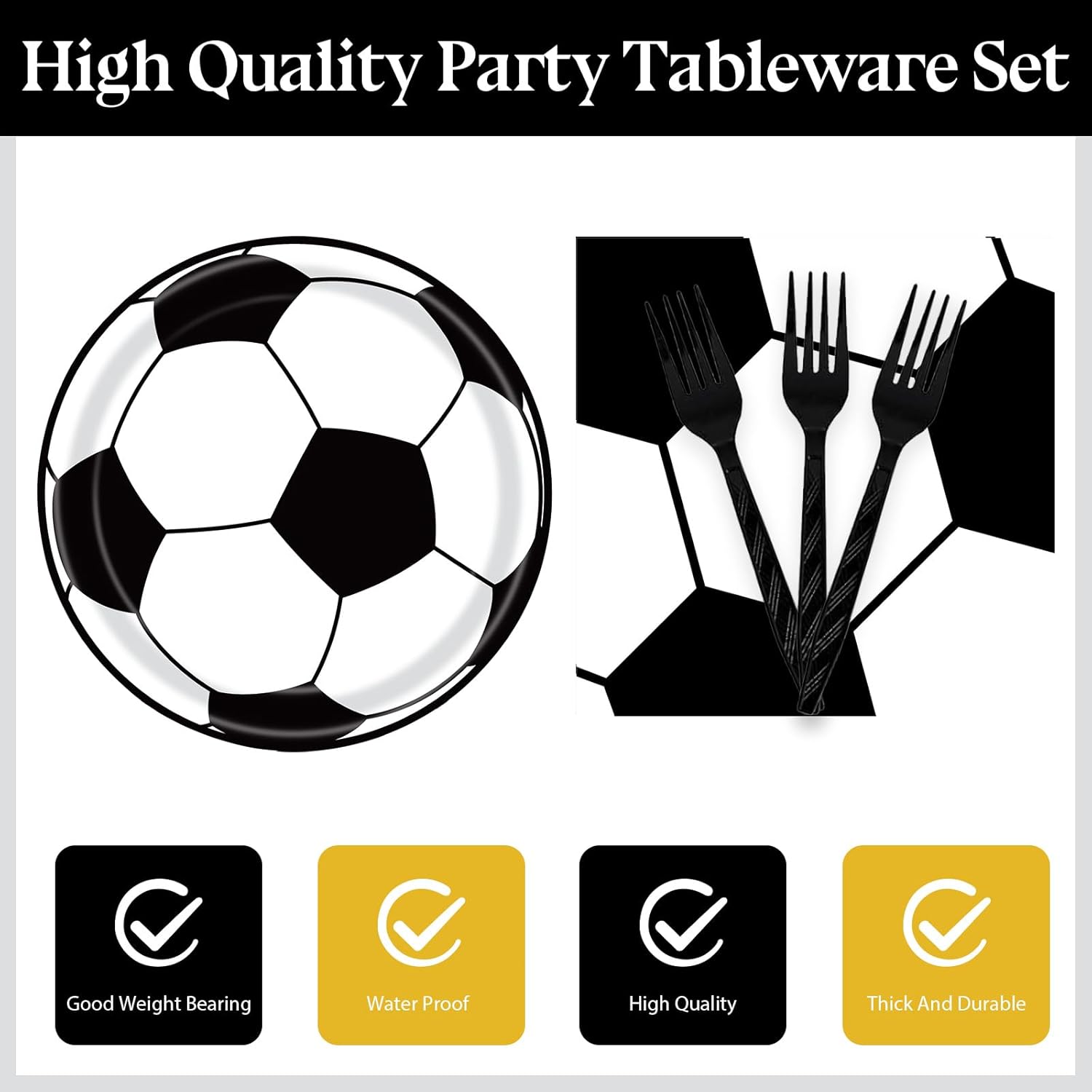 72 Pcs Soccer Themed Paper Plates Napkins Set