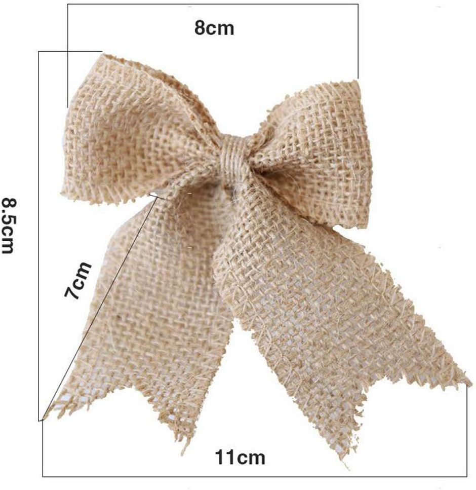 10 Pcs Natural Burlap Handmade Bowknot Decor