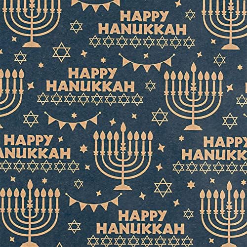 RUSPEPA Kraft Hanukkah Wrapping Paper Roll - Mini Roll - 17 Inches x 328 Feet