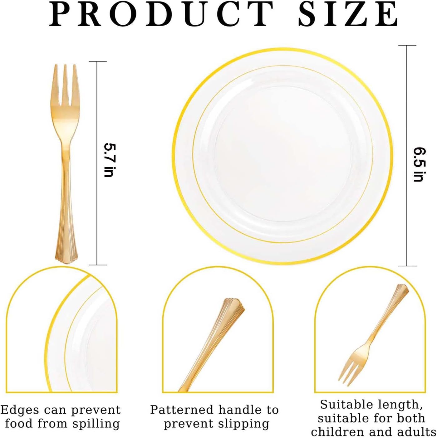 DaYammi 240Pcs Gold Appetizer Plates with Forks for Party and Wedding