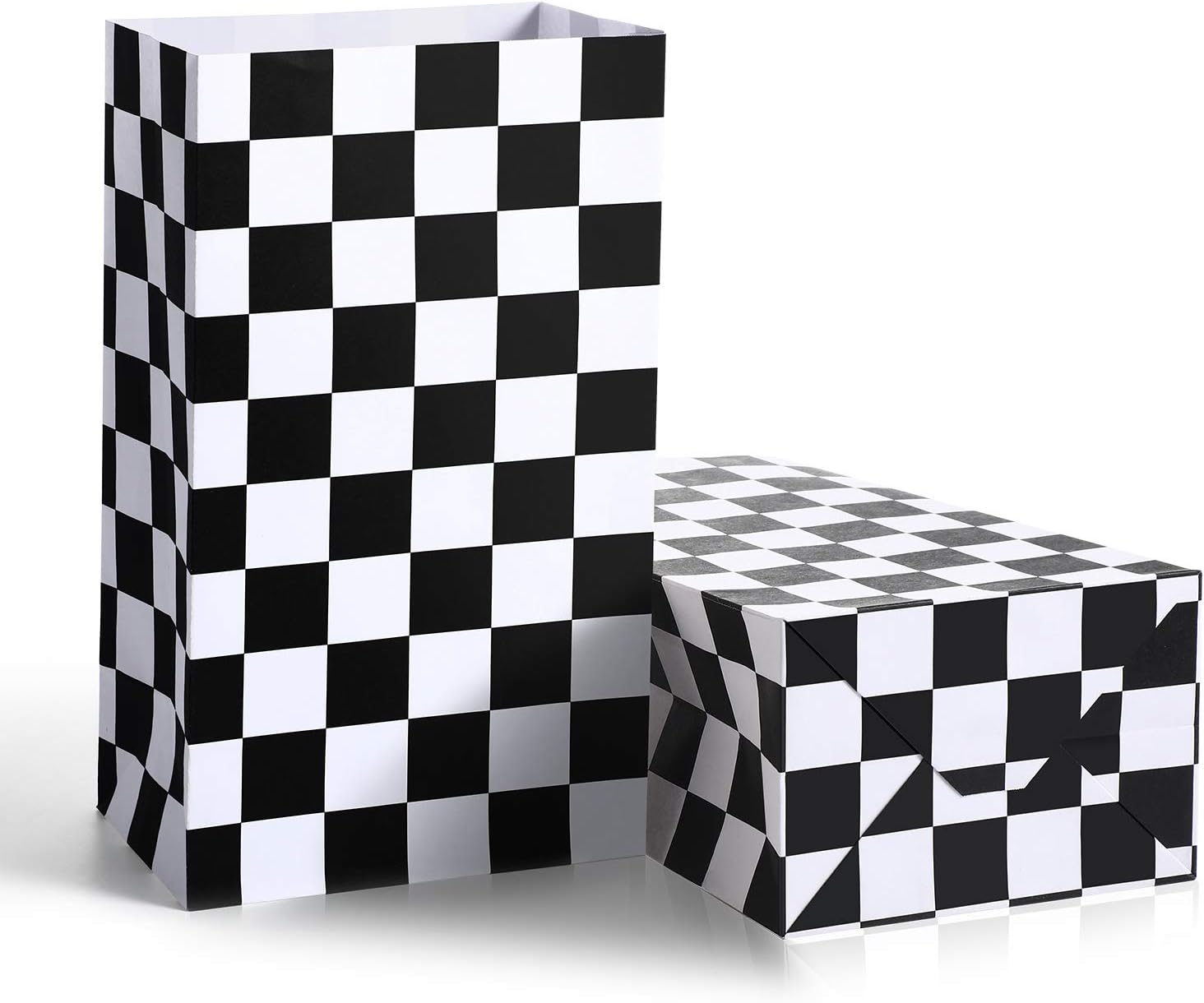28 Pack Checkered Racing Treat Bags for Birthday Parties