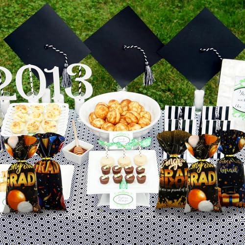 Graduation Cellophane Treat Bags 100pcs Black Gold Congrats Gift Bags