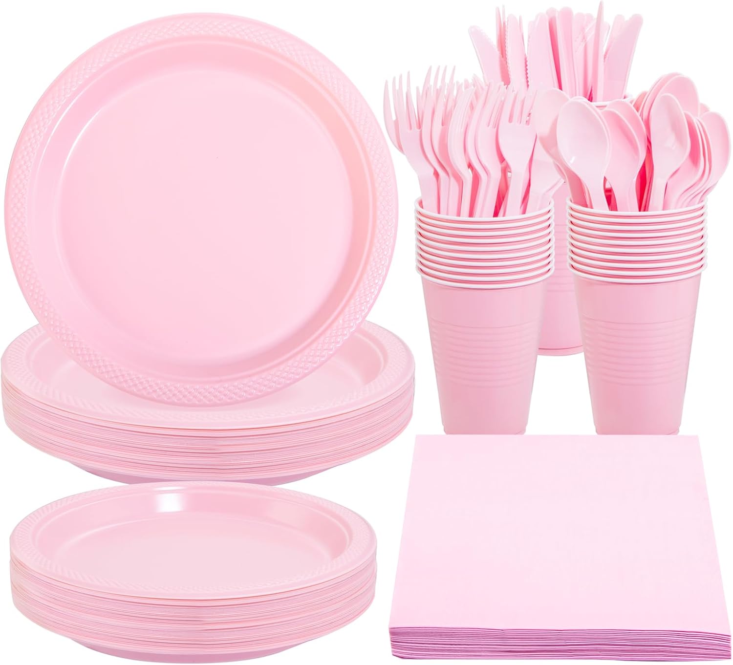 WELLIFE 210 Piece Pink Party Supplies Set