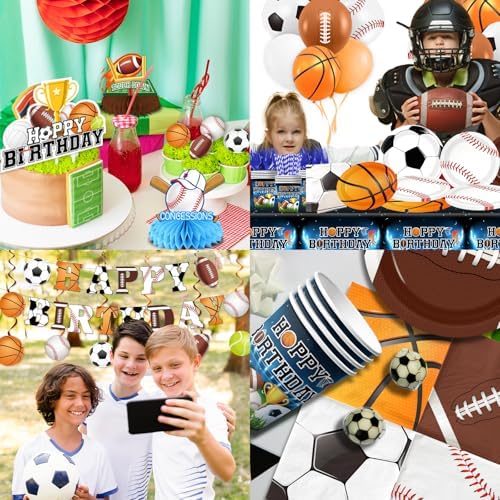 198Pcs Sports Birthday Decorations Set