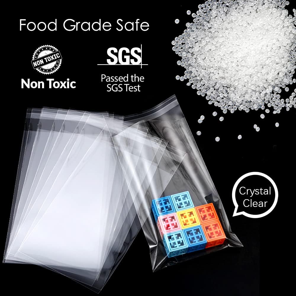 LEOSINDA 100 pcs 3 x 11 Inch Clear Self Seal Cellophane Bags