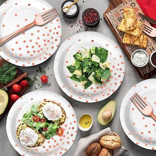 Rose Gold Paper Plates and Napkins Set - Serve 25