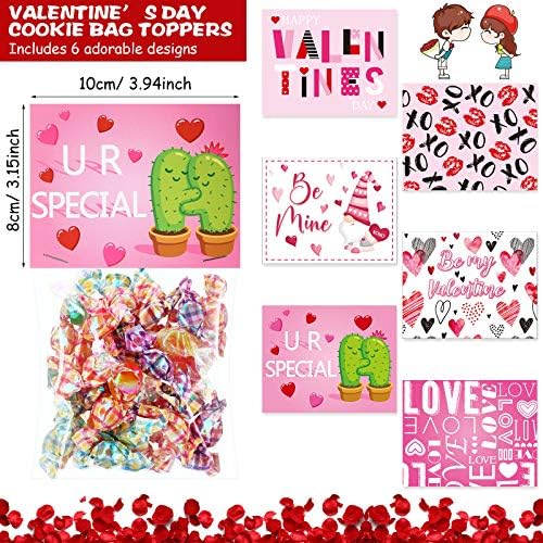 54-Piece Valentine Candy Cello Bags with Adhesive Toppers