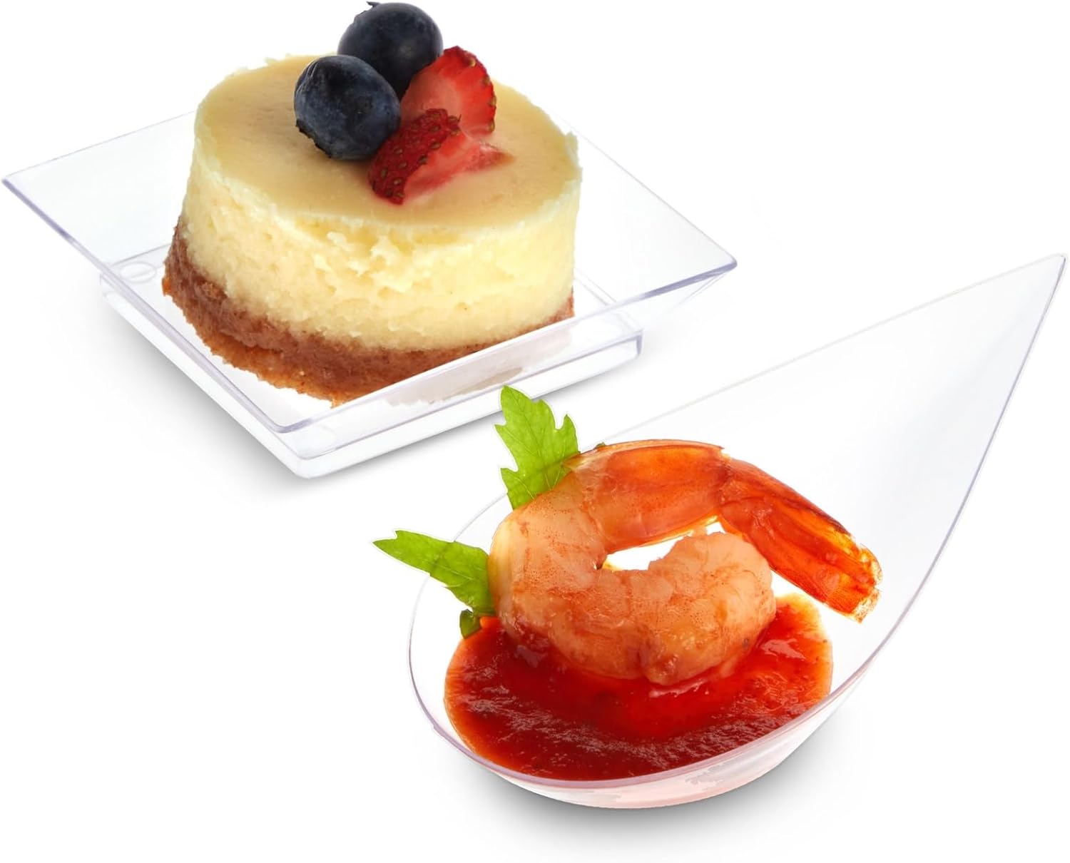Juvale 72-Piece Mini Appetizer Set - Clear Plastic Plates and Tear Drop Spoons