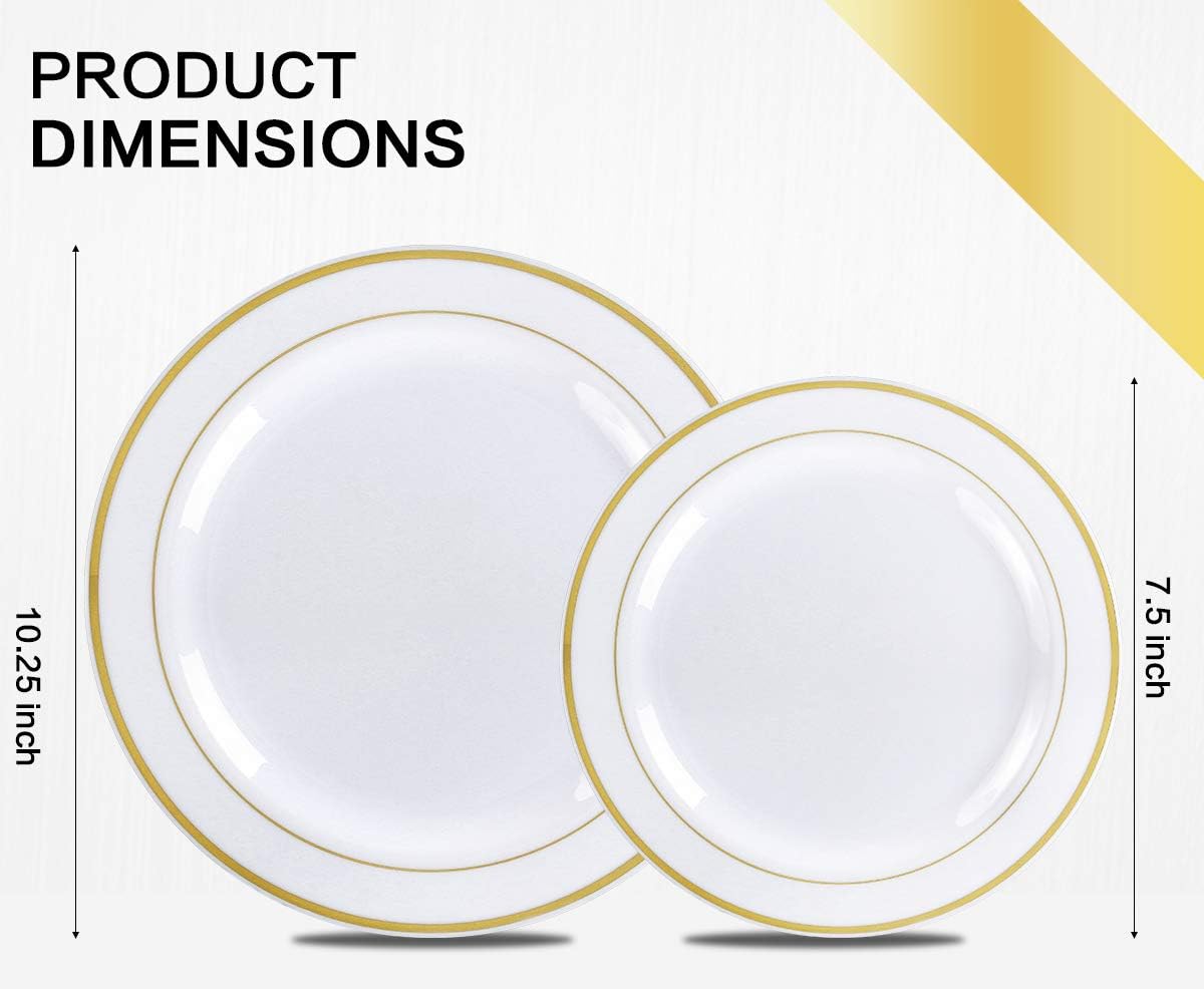 350 Piece Gold Dinnerware Set - 100 Plates 50 Silverware 50 Cups 50 Napkins