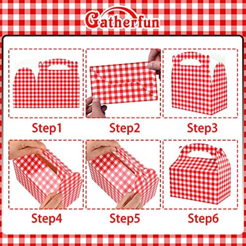 Red and White Gingham Treat Boxes 24-Pack