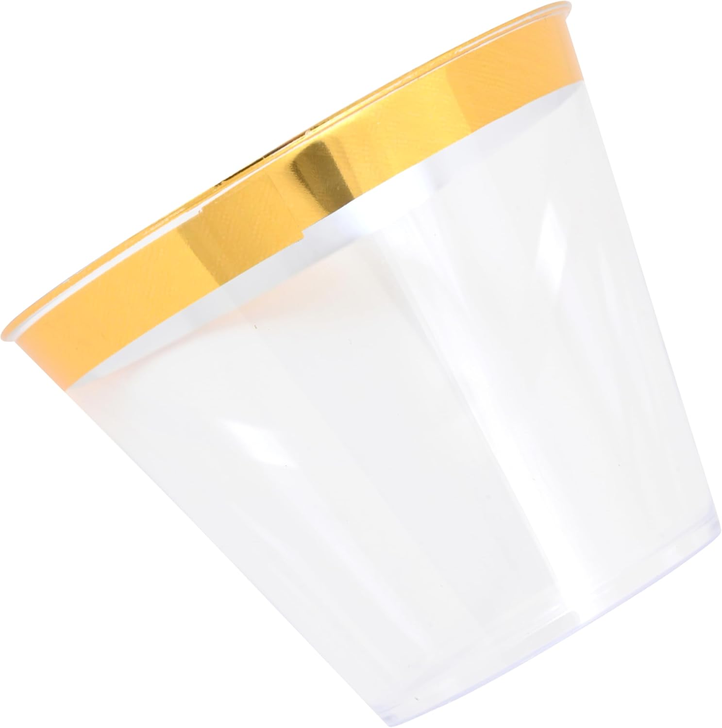 Premium Gold Rim Clear Plastic Cups 9 Oz 30 Pcs Set