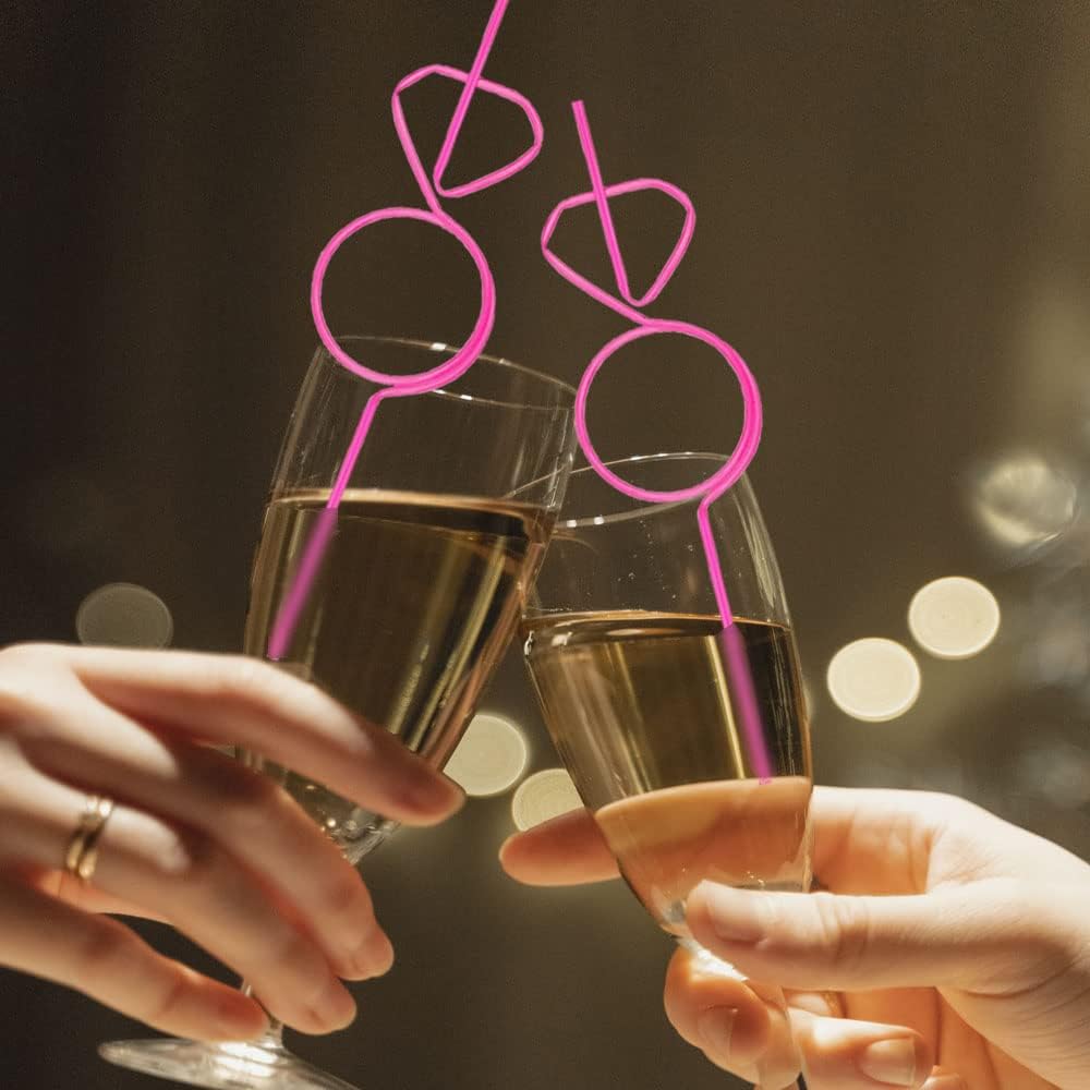 12Pcs Reusable Diamond Shape Straw Set Wedding Decor