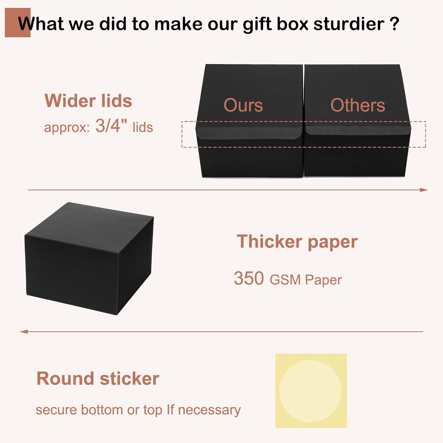 Mcfleet Black Gift Boxes with Lids 10 Pack
