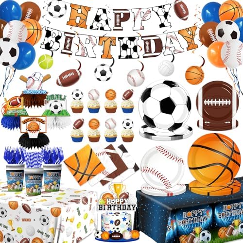 198Pcs Sports Birthday Decorations Set