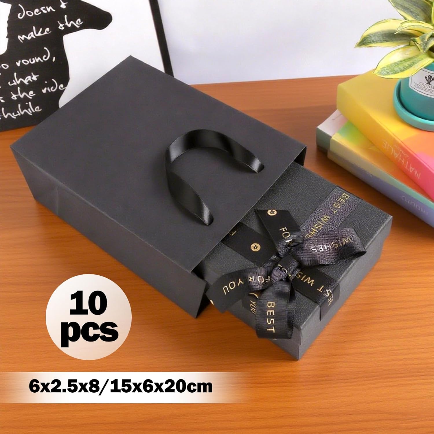 SHIPKEY 10 Pack Small Black Gift Bags