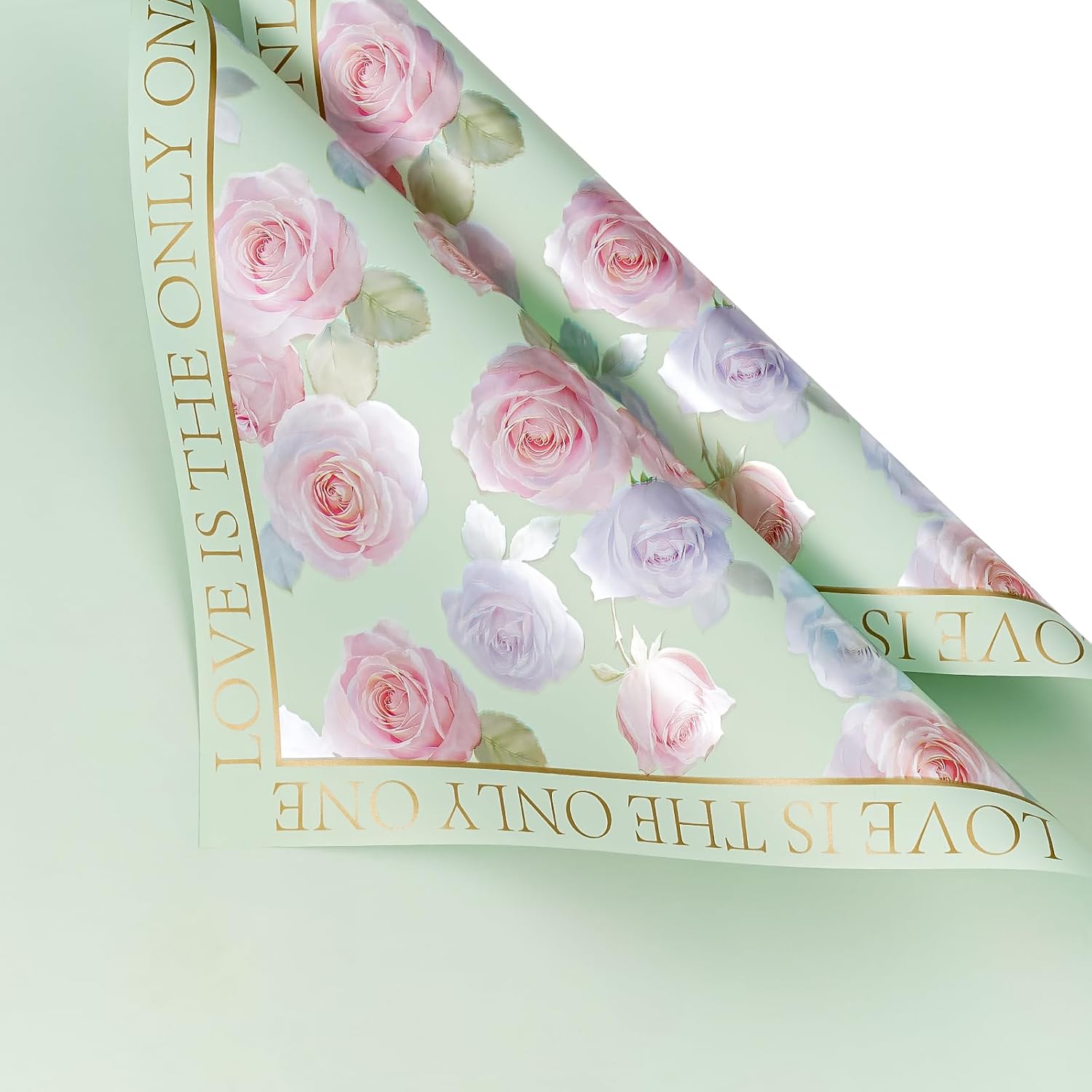 RUSPEPA 20 Sheets Rose Flower Wrapping Paper Green