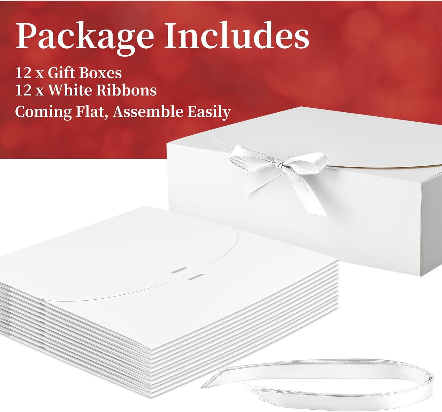 Ocmoiy 12 Pack White Gift Boxes with Lids