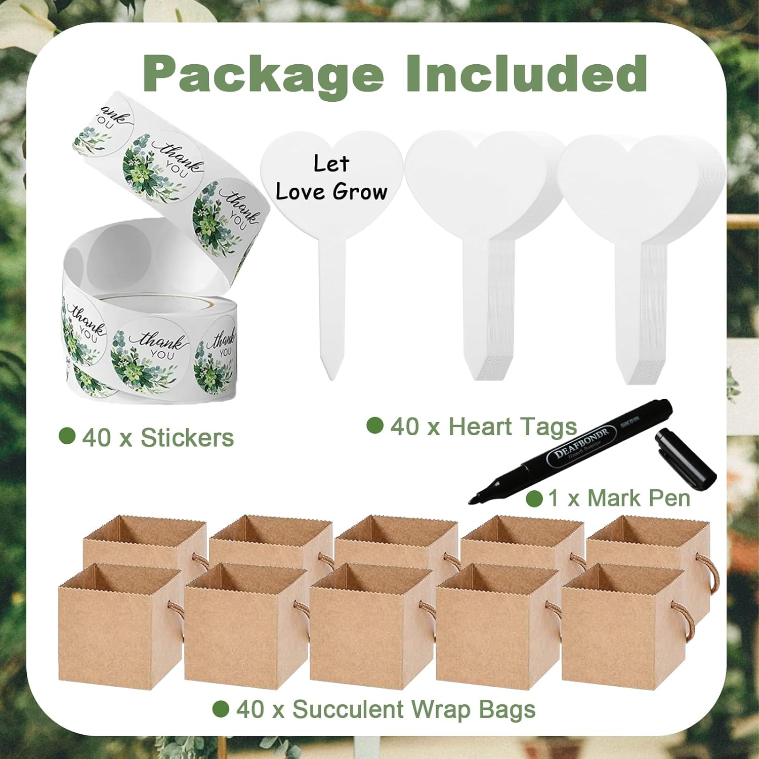 40 Pack Succulent Wrap Bags with Gift Box Set