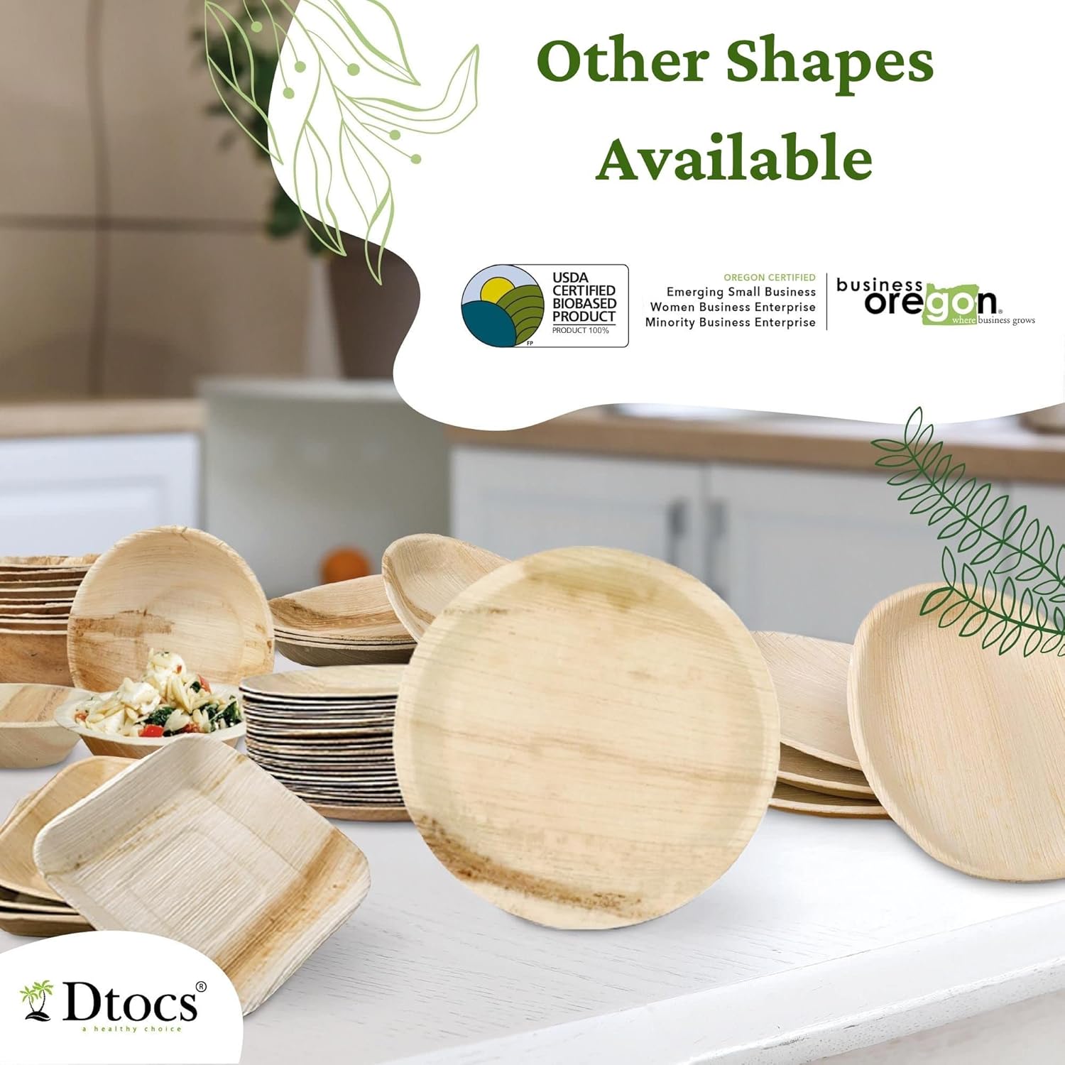 Dtocs Eco-Friendly Compostable 6x9 Inch Plates Pack 50
