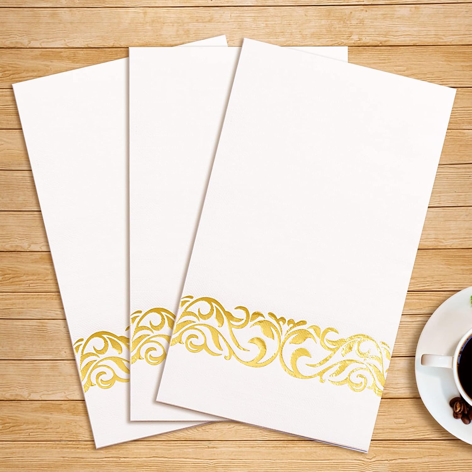 WDF 150 Pack Gold Napkins Disposable 3 Ply