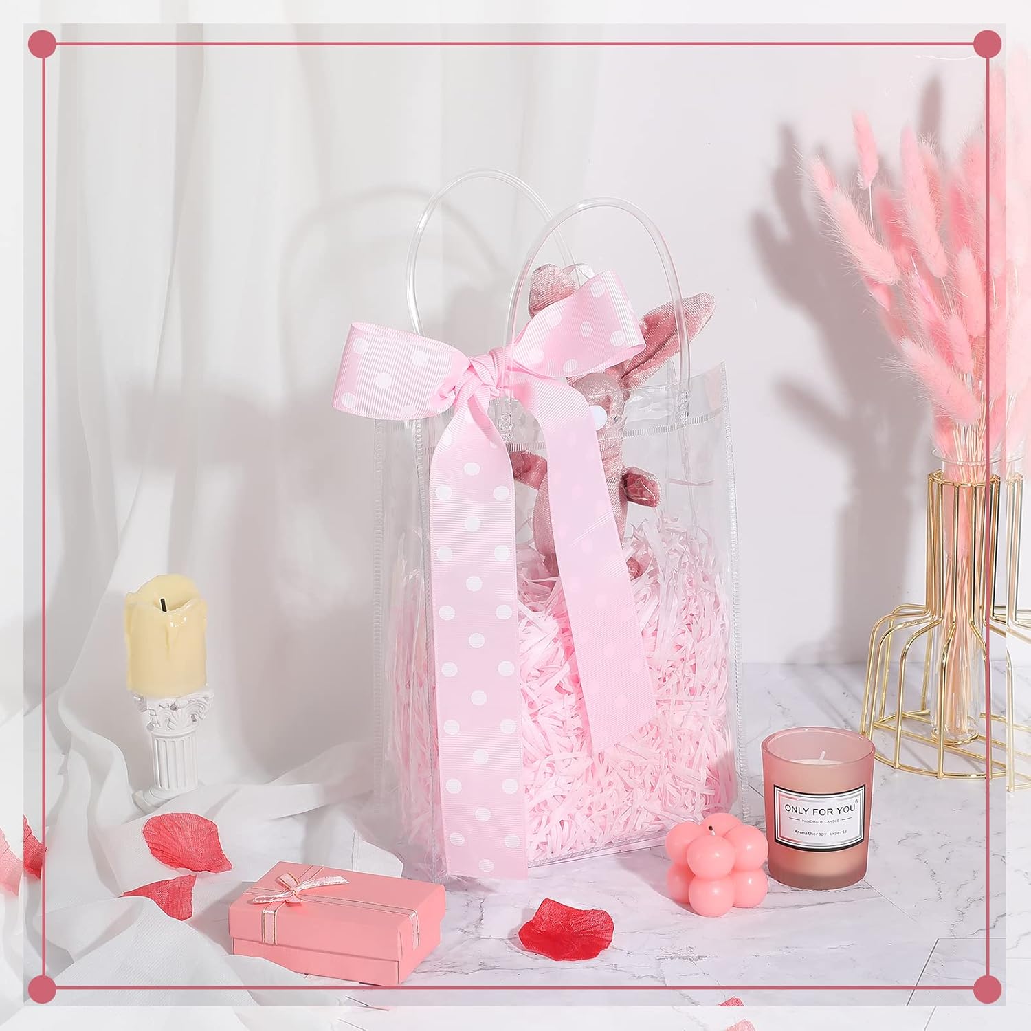 Clear PVC Gift Bags with Handles 25 Pack