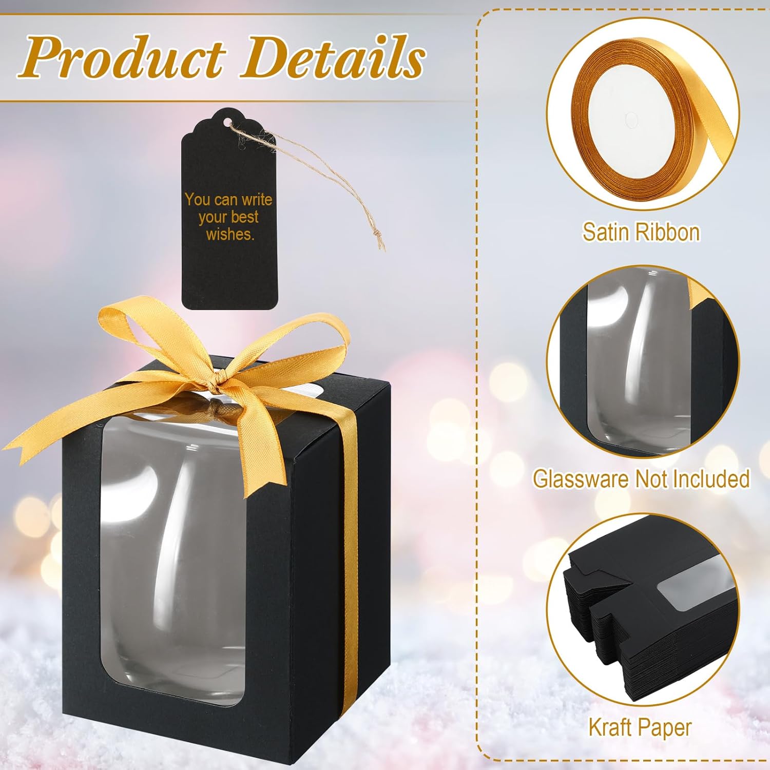 Fulmoon 50 Pack Clear Wine Glass Gift Boxes