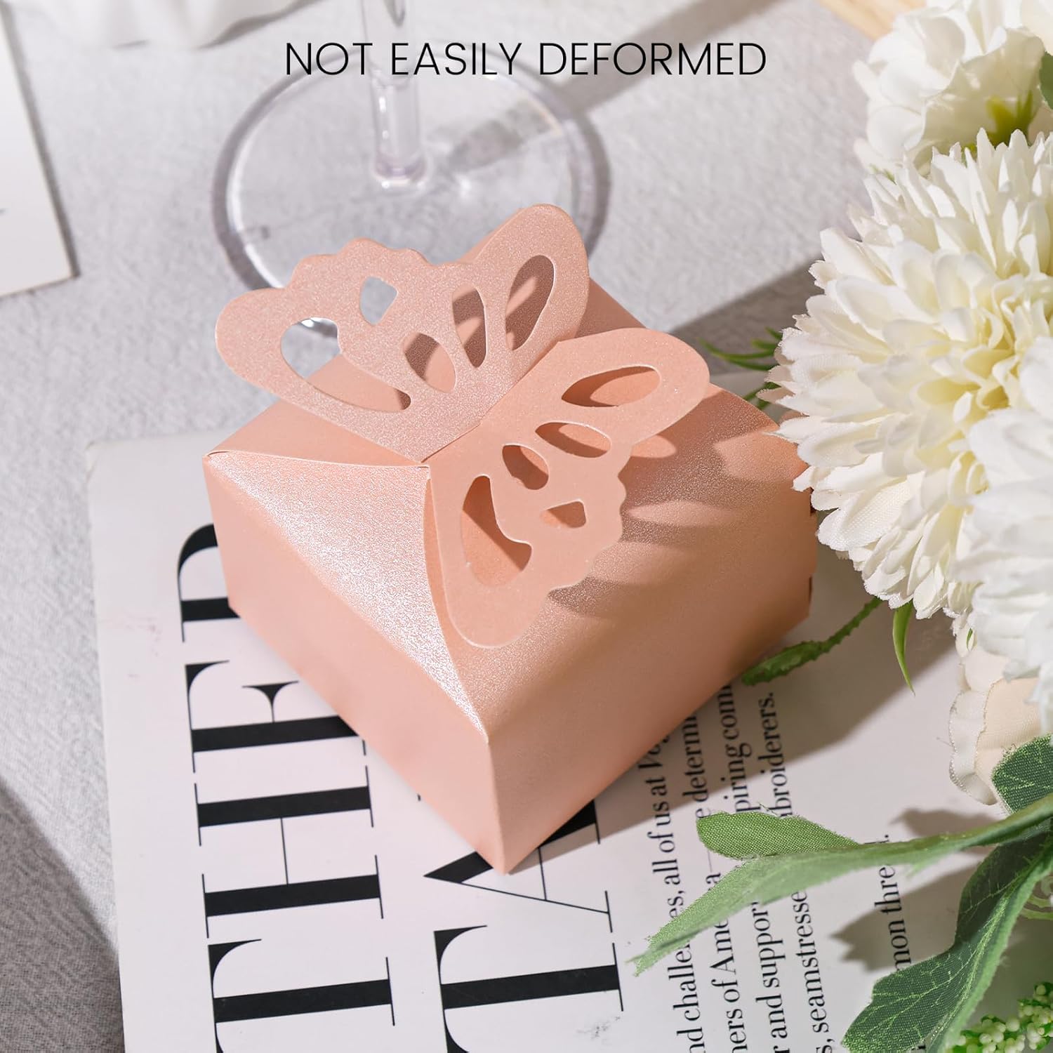 VGOODALL 50PCS Pink Butterfly Candy Boxes for Party Favors