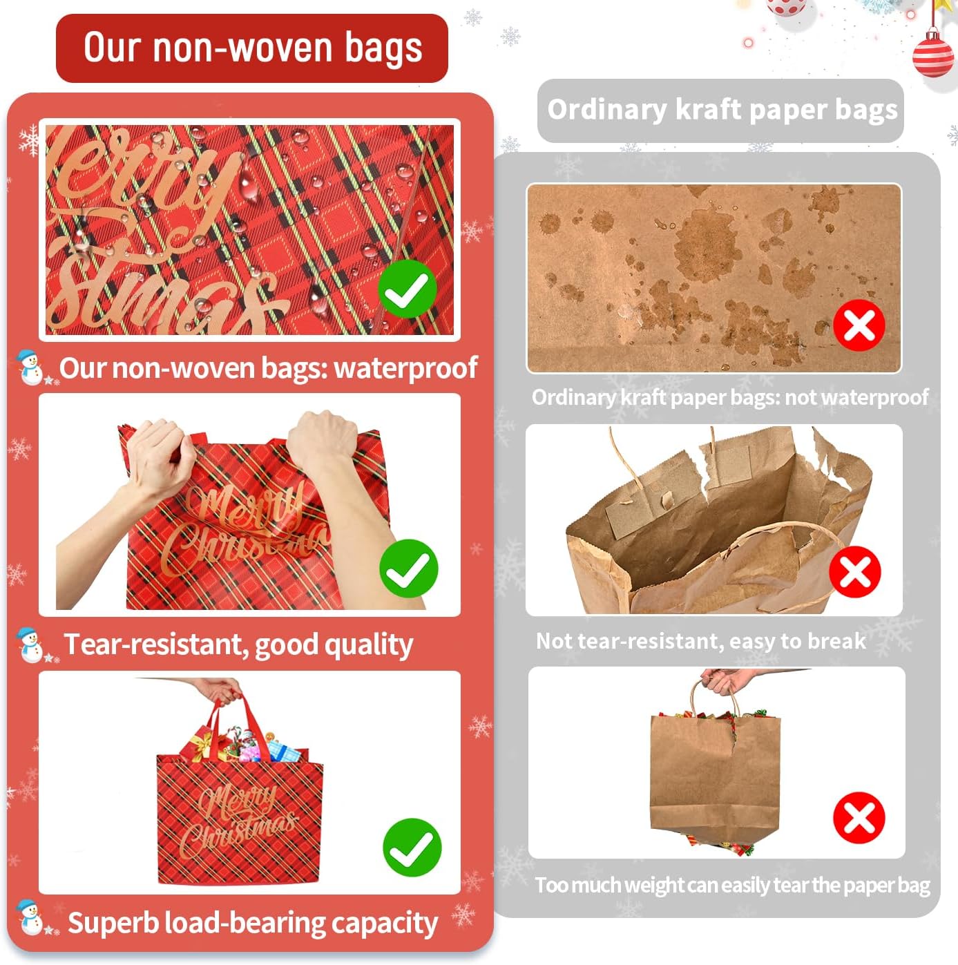 12 Pack Extra Large Christmas Gift Bags with Handles