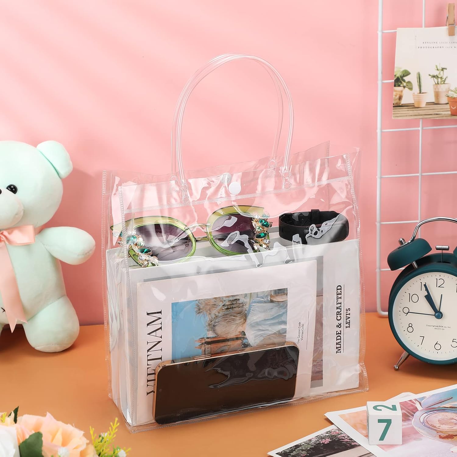 Reginary 85 Pcs Clear PVC Gift Bags with Handles
