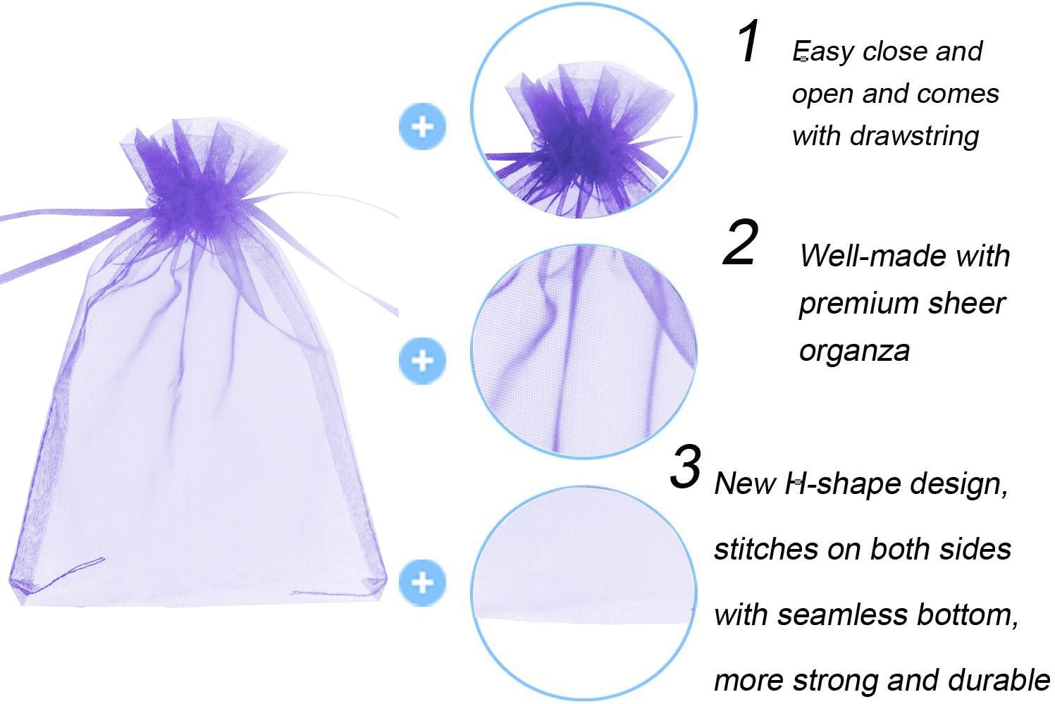 Wudygirl 100pcs Lilac Organza Gift Bags