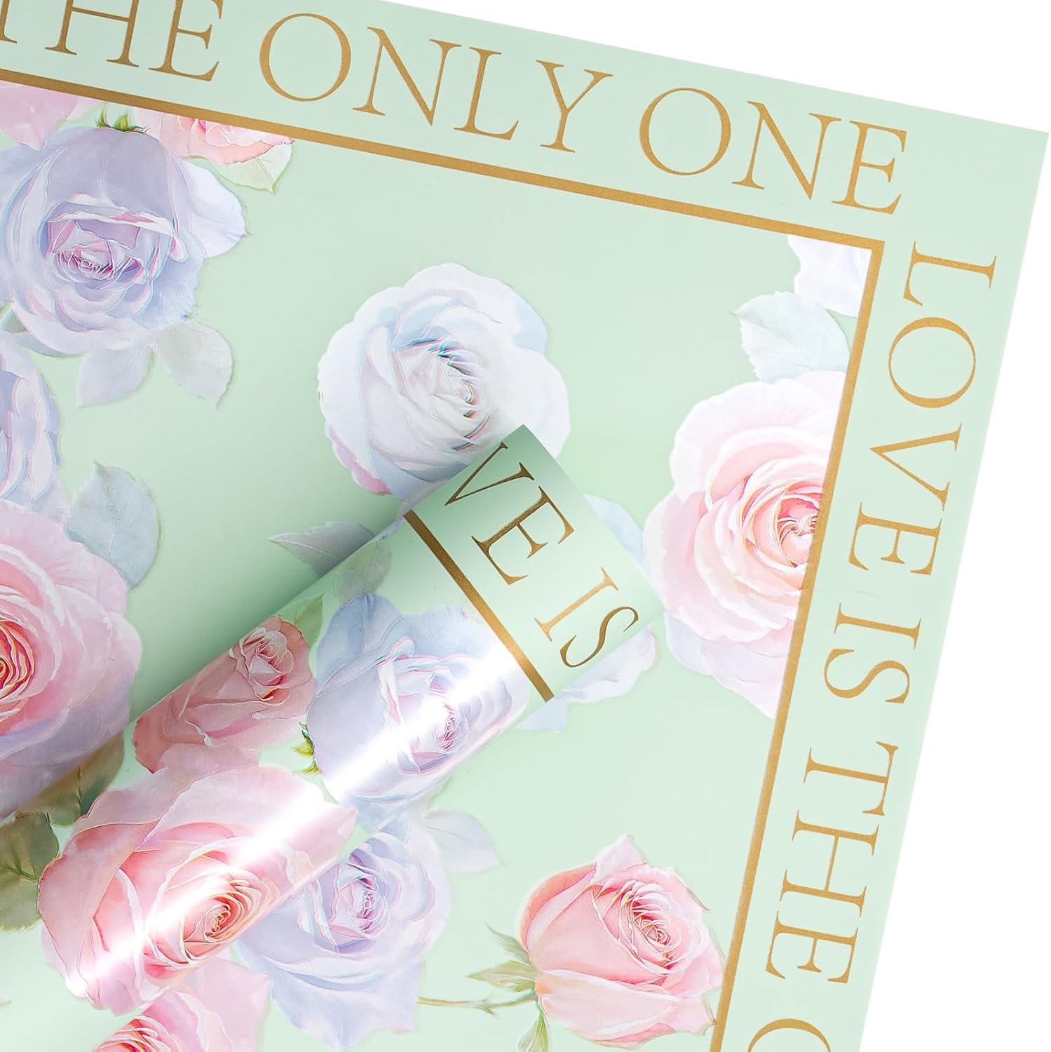 RUSPEPA 20 Sheets Rose Flower Wrapping Paper Green