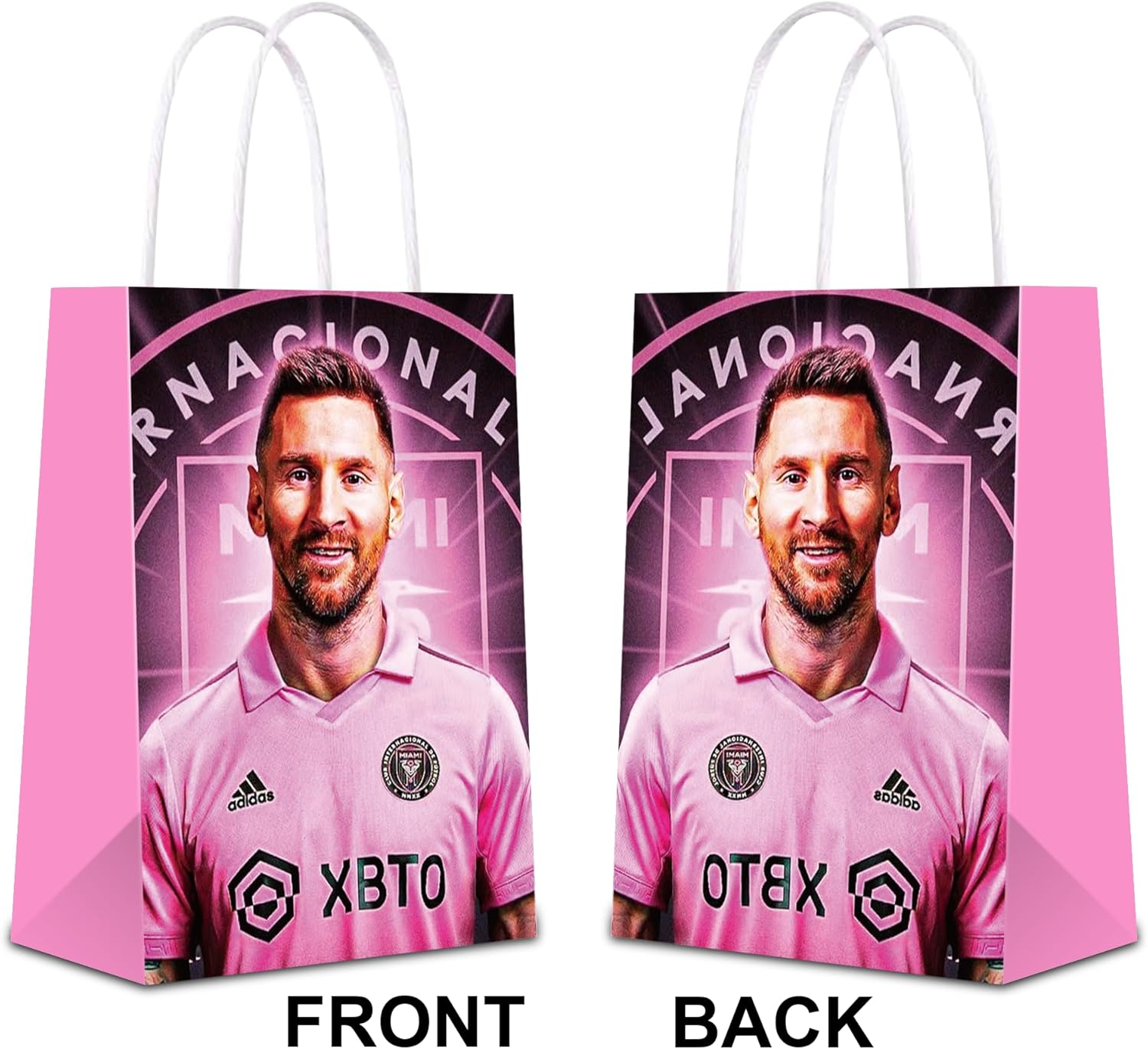 24Pcs Miami Messi Party Gift Bags with 8 Patterns